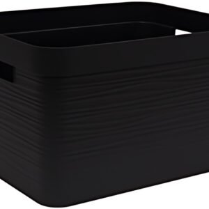 EDA Boîte de rangement STONE, 30 litres, PP, noir