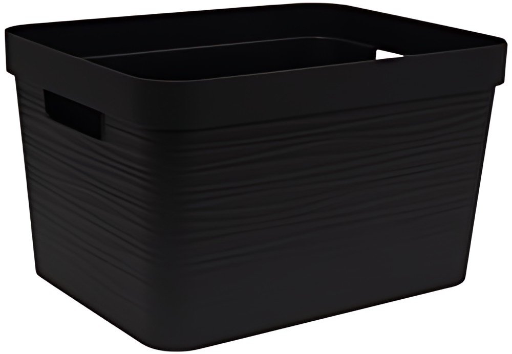 EDA Boîte de rangement STONE, 30 litres, PP, noir