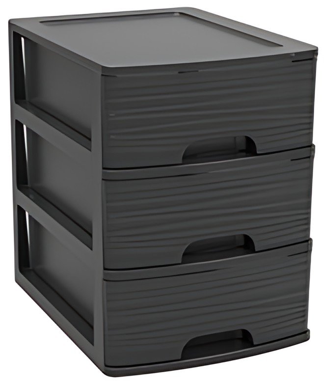 EDA Module de classement STONE, A5, 3 tiroirs, PP, noir