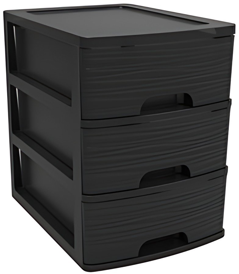 EDA Module de classement STONE, A4, 3 tiroirs, PP, noir
