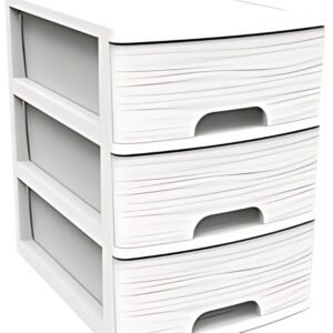 EDA Module de classement STONE, A4, 3 tiroirs, PP, blanc
