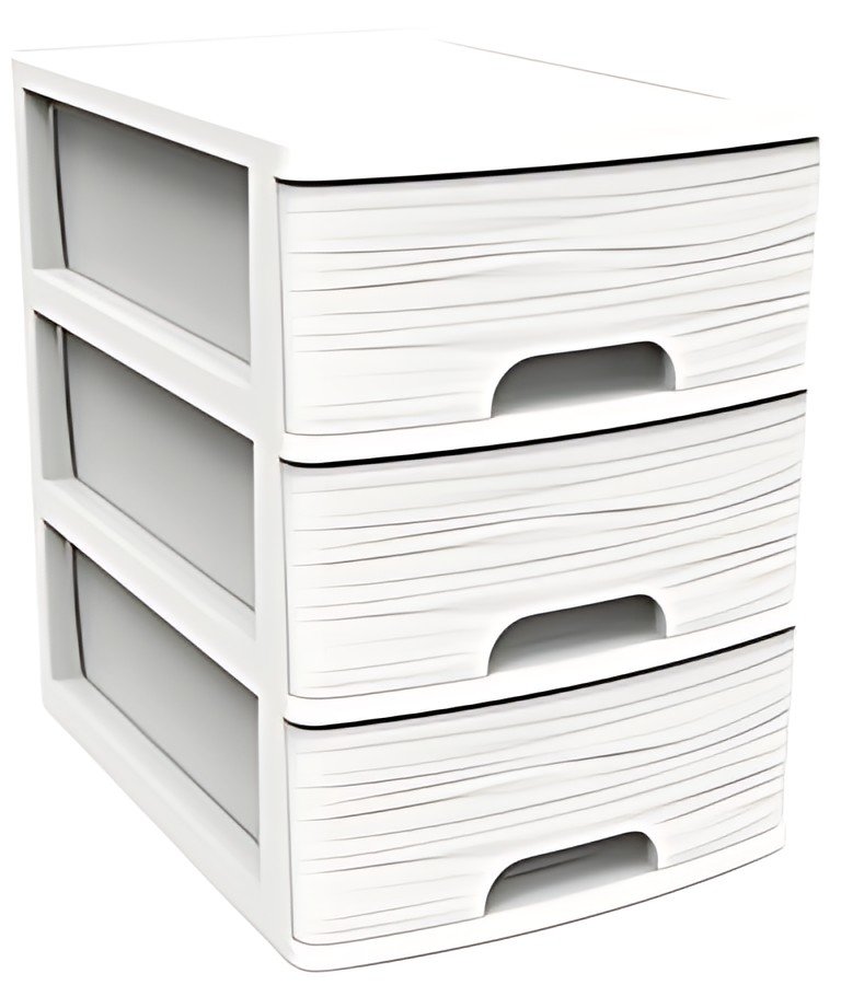 EDA Module de classement STONE, A4, 3 tiroirs, PP, blanc