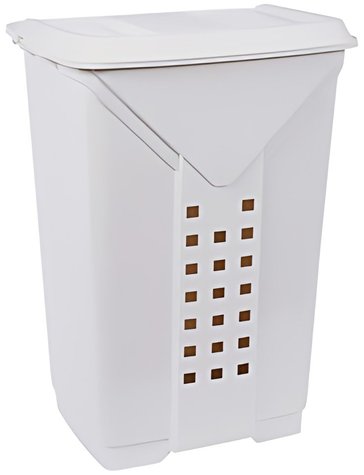 EDA Panier à linge PRIMA, avec couvercle, 60 L, blanc
