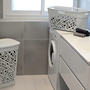 EDA Panier à linge ALMERIA, avec couvercle, 60 L, blanc