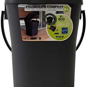 EDA Poubelle à compost, 6 litres, anthracite