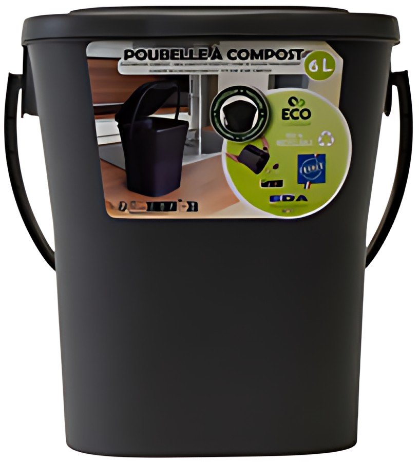 EDA Poubelle à compost, 6 litres, anthracite
