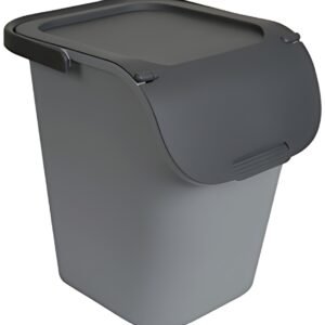 EDA Poubelle de tri TriHome, 40 litres, ciment/anthracite