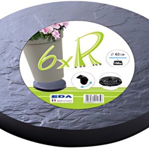 EDA Support à roulettes pour pot, 5 roulettes, aspect pierre