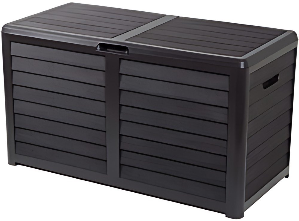 EDA Coffre de jardin BAYA, 420 L, aspect bois, anthracite