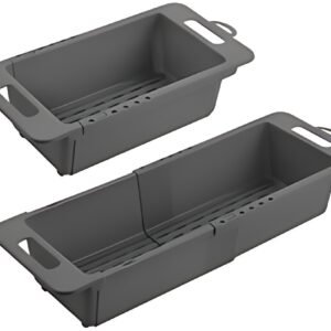 metaltex Égouttoir Drain-Flex, extensible, plastique, gris