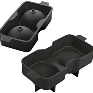 metaltex Bac à glaçons, en silicone, pour 2 glaçons, noir