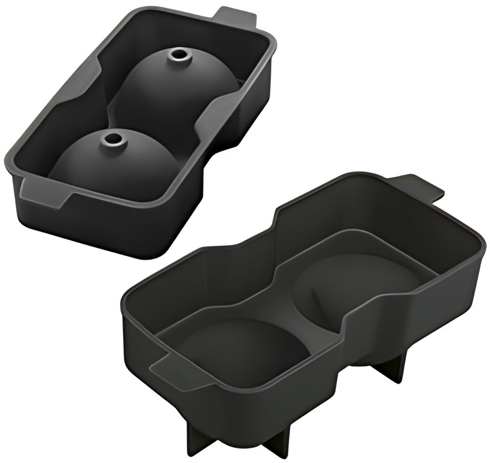 metaltex Bac à glaçons, en silicone, pour 2 glaçons, noir