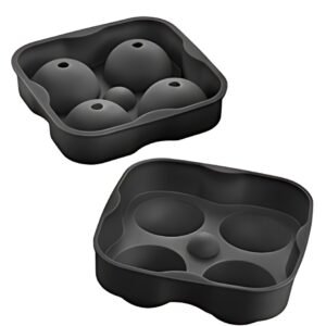 metaltex Bac à glaçons, en silicone, pour 4 glaçons, noir