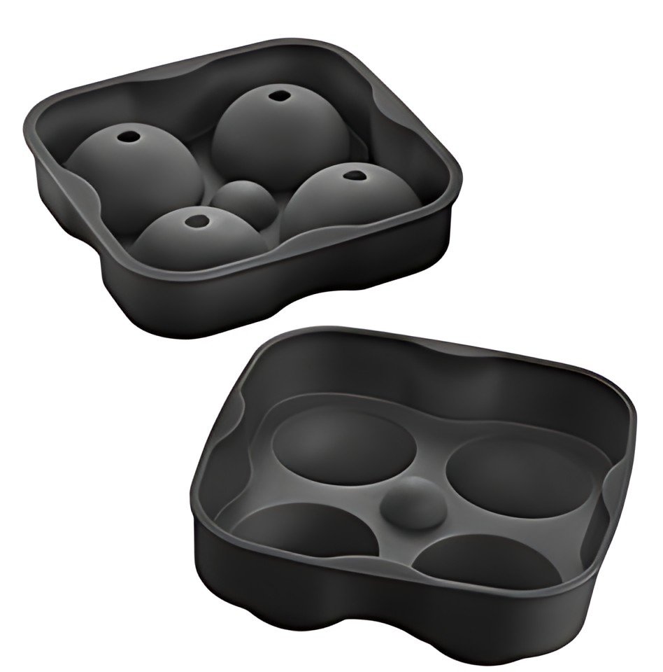 metaltex Bac à glaçons, en silicone, pour 4 glaçons, noir