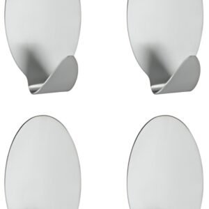 metaltex Crochet adhésif Lilliput, set de 4, ovale, inox