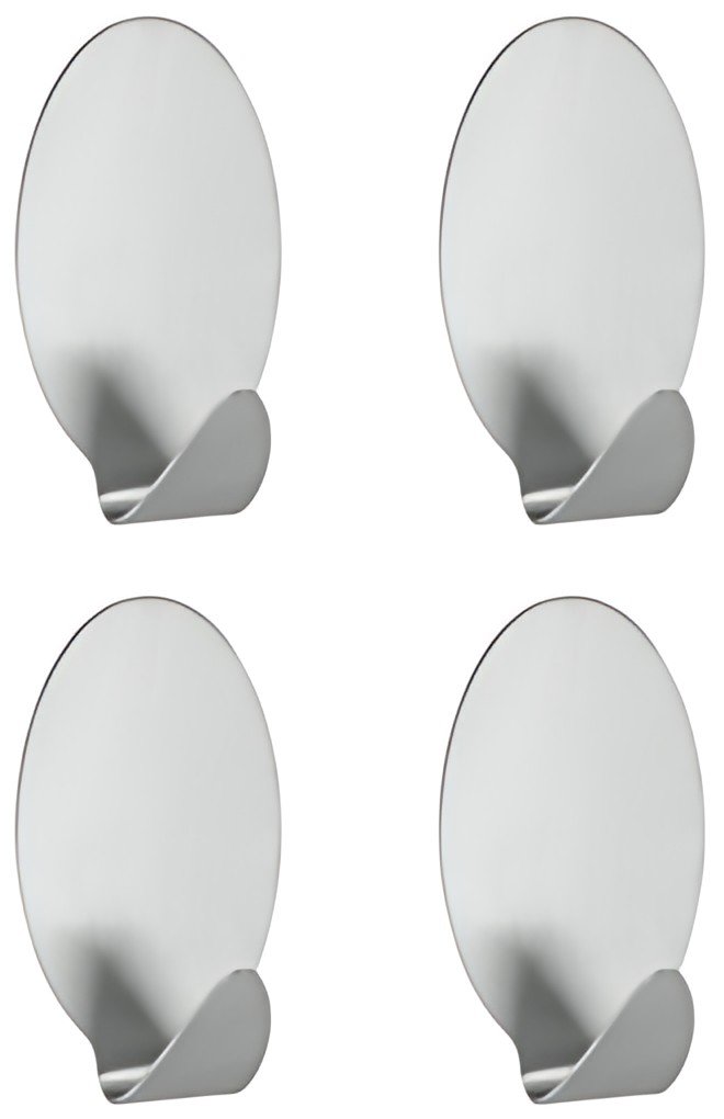 metaltex Crochet adhésif Lilliput, set de 4, ovale, inox