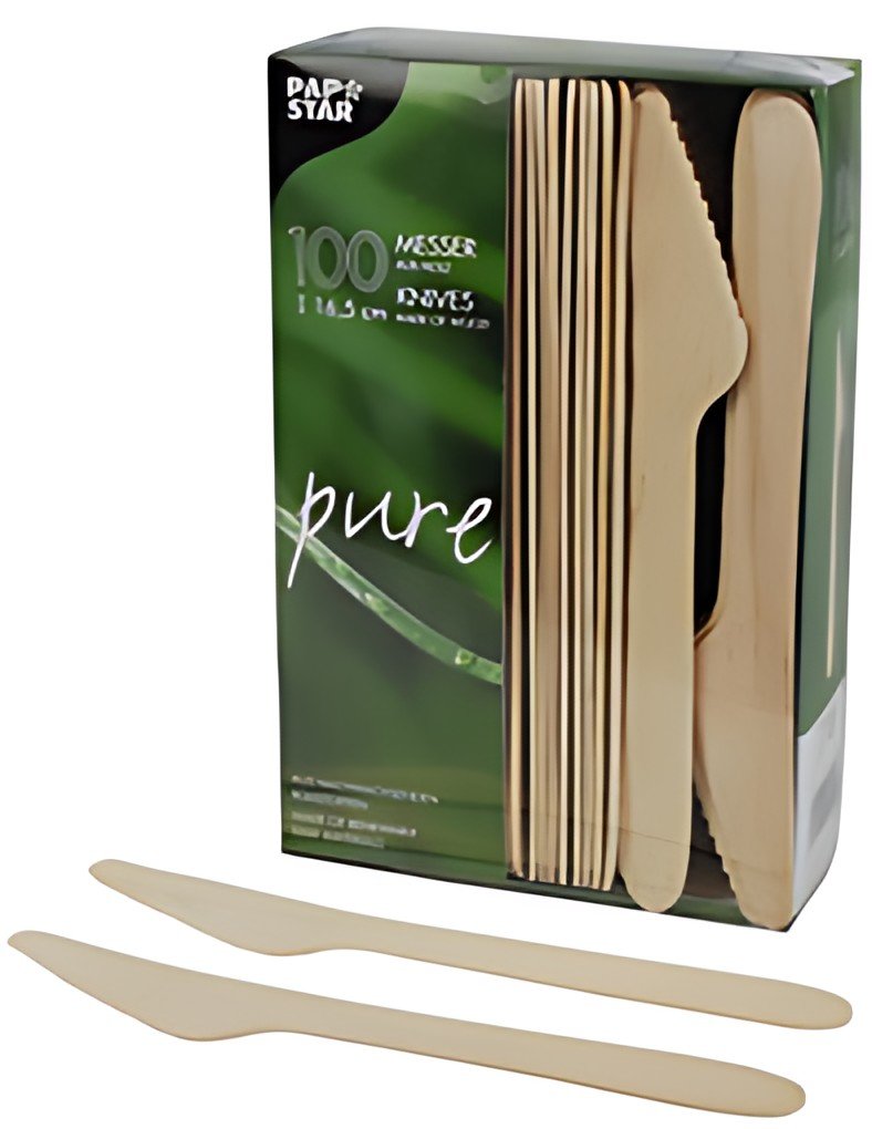 PAPSTAR Couteau en bois "pure", longueur: 165 mm, par 25