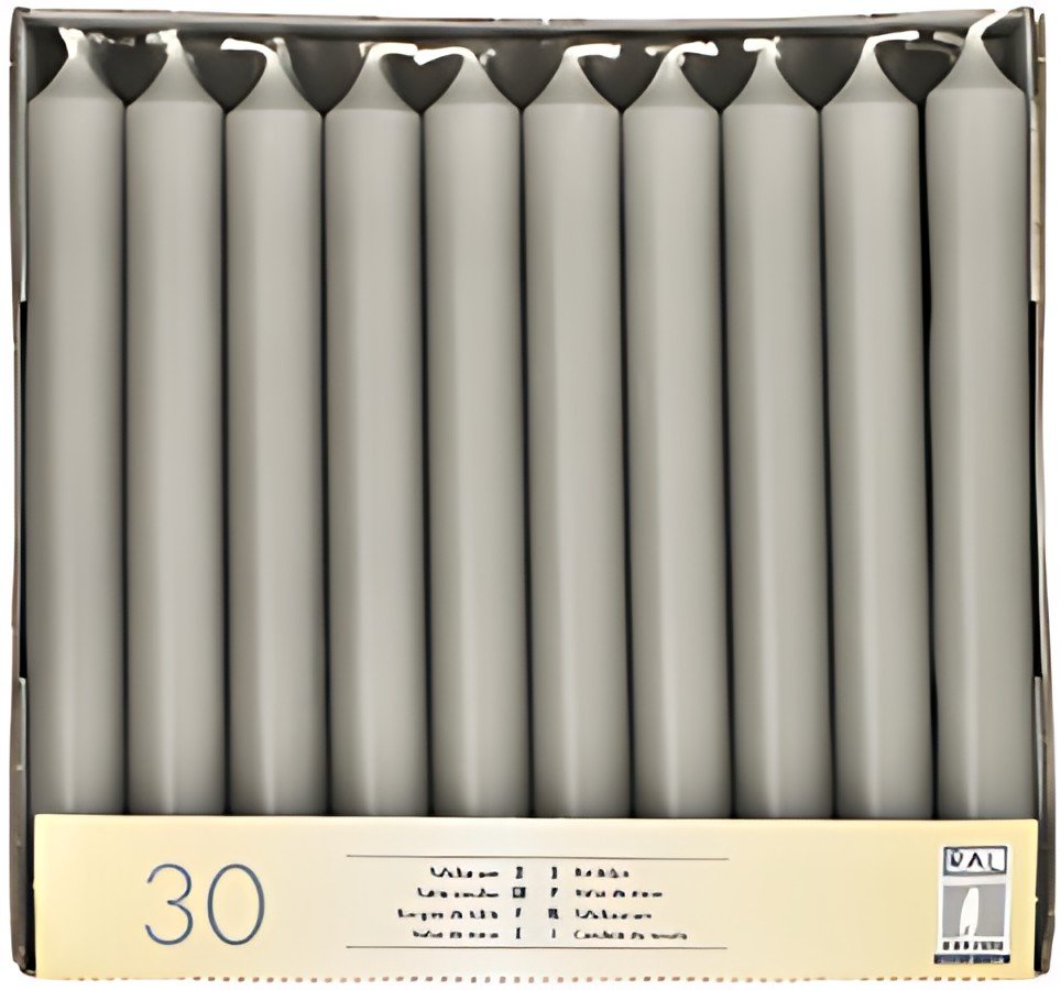 STARPAK Bougie de table, 21 mm, pack de 30, gris