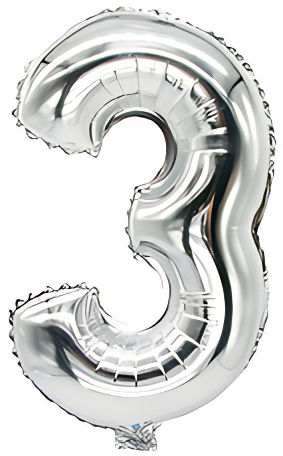 PAPSTAR Ballon en film "Chiffres", chiffre: 3, argent
