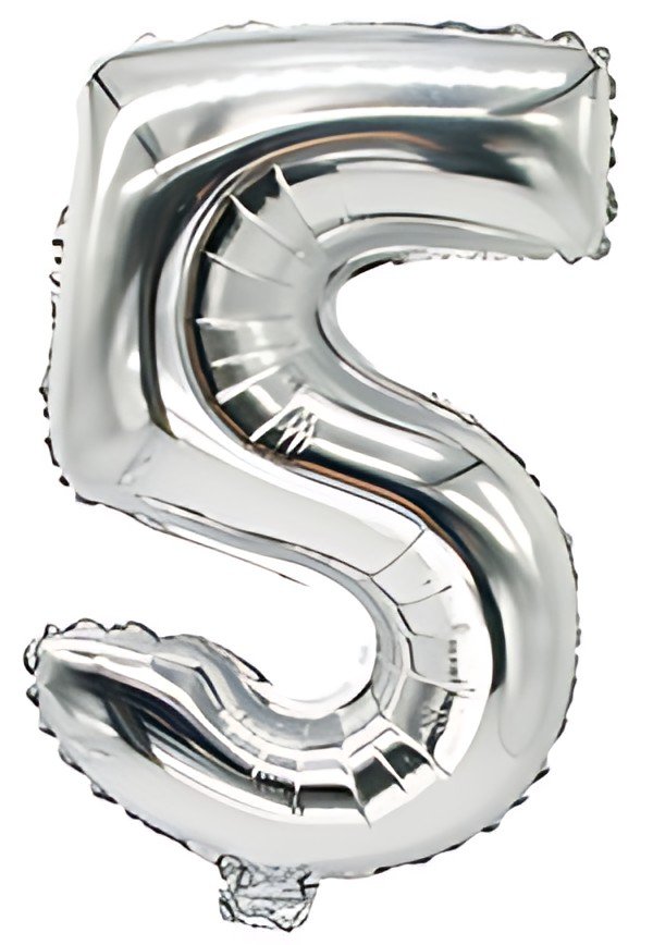 PAPSTAR Ballon en film "Chiffres", chiffre: 5, argent
