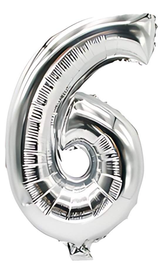 PAPSTAR Ballon en film "Chiffres", chiffre: 6, argent