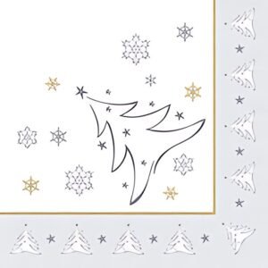 PAPSTAR Serviette à motif de Noël "X-Mas Elegance", argent