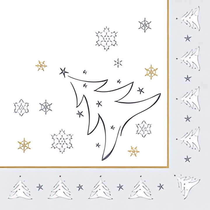 PAPSTAR Serviette à motif de Noël "X-Mas Elegance", argent