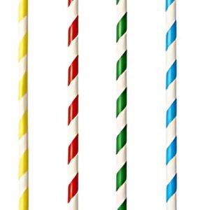 PAPSTAR Paille en papier "Stripes", 210 mm, assorti