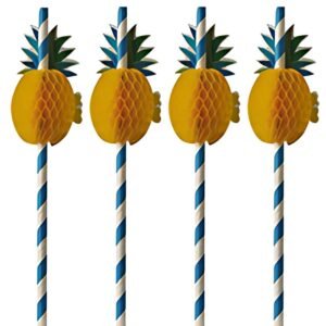 PAPSTAR Paille en papier "Ananas", 200 mm, bleu/blanc