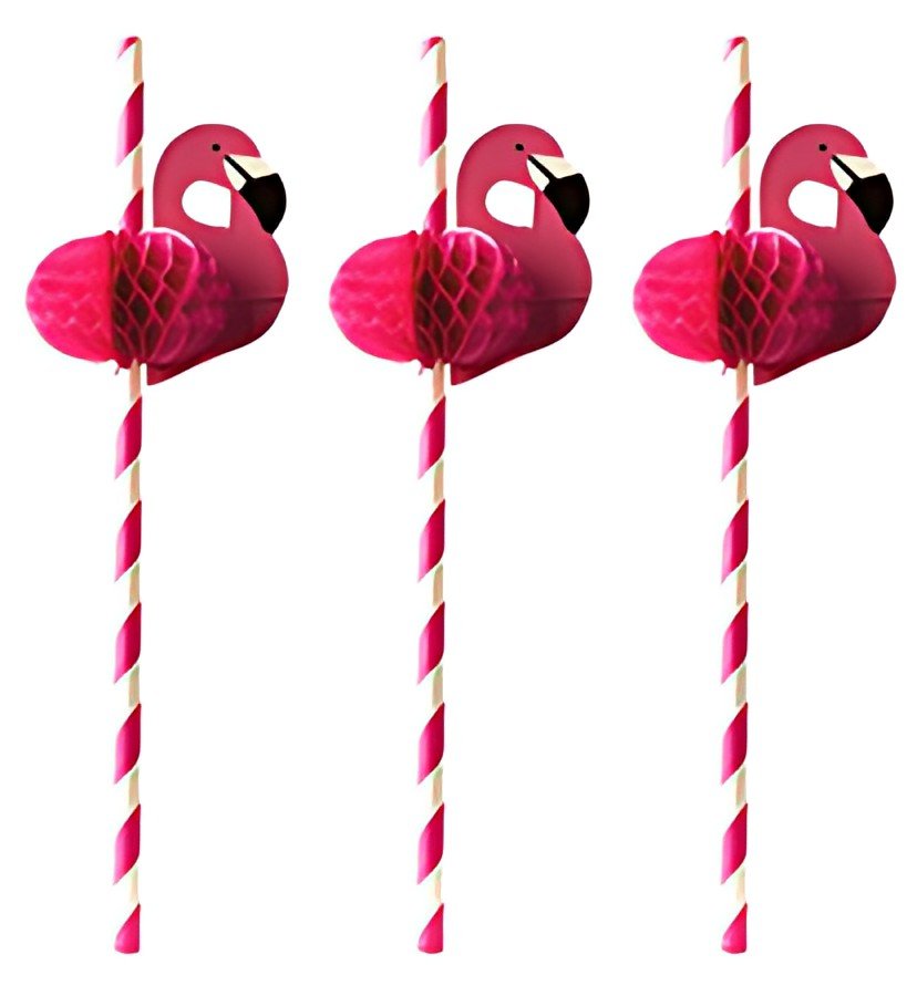 PAPSTAR Paille en papier "Flamand rose", 200 mm, rose/blanc