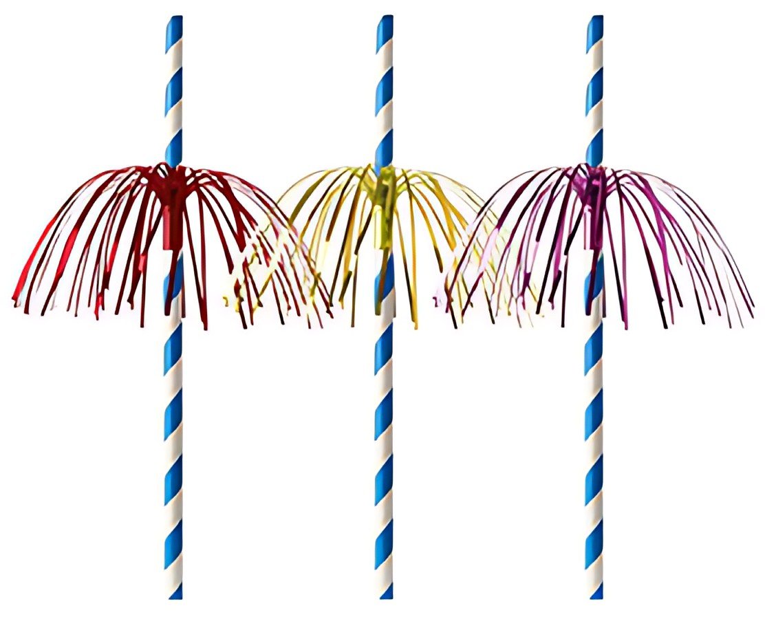 PAPSTAR Paille en papier "Feu d'artifice", 200mm, bleu/blanc