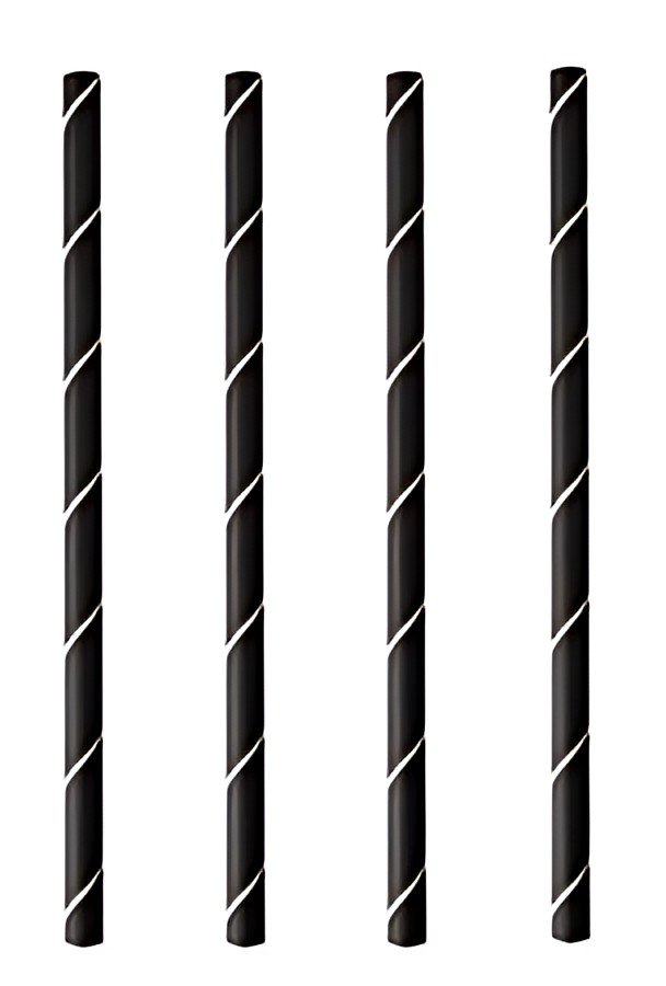 PAPSTAR Paille en papier "pure", 150 mm, noir / blanc