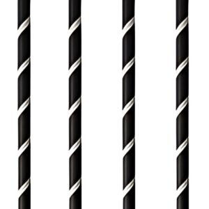 PAPSTAR Paille en papier avec cuiller "pure", 200 mm, noir