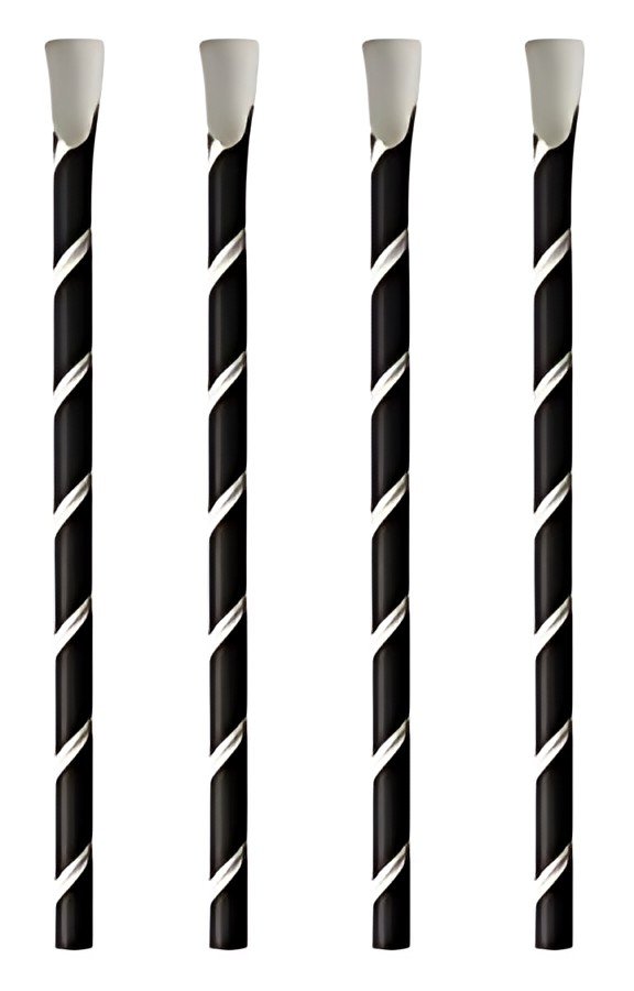 PAPSTAR Paille en papier avec cuiller "pure", 200 mm, noir