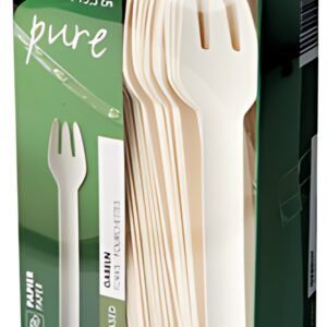 PAPSTAR Fourchette en papier "pure", longueur: 155 mm, blanc