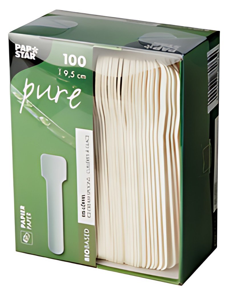 PAPSTAR Cuillère à glace en papier "pure", blanc