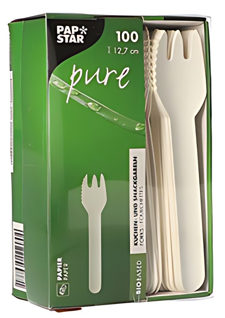 PAPSTAR Fourchette à gâteau en papier "pure", blanc
