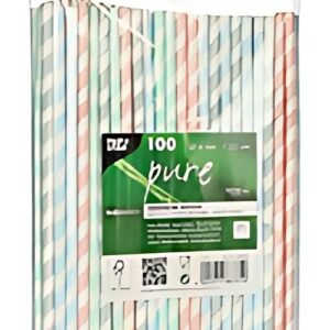 PAPSTAR Paille en papier "Stripes", couleurs assorties