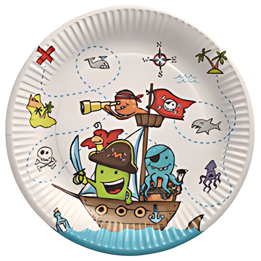 PAPSTAR Assiette en carton "Pirates", rond, 230 mm
