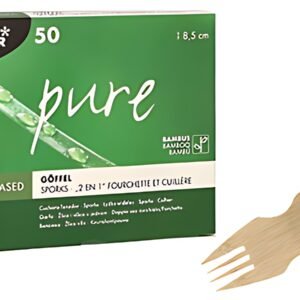 PAPSTAR Fourchette et cuillère 2en1 "pure", 85 mm, naturel