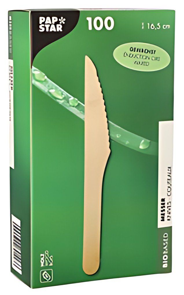PAPSTAR Couteau en bois "pure", ciré, longueur: 165 mm