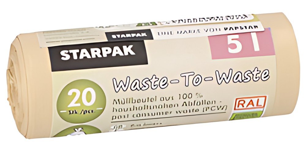 STARPAK Sac poubelle "Waste-to-Waste", 5 litres, marron