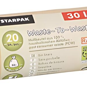 STARPAK Sac poubelle "Waste-to-Waste", 30 litres, marron