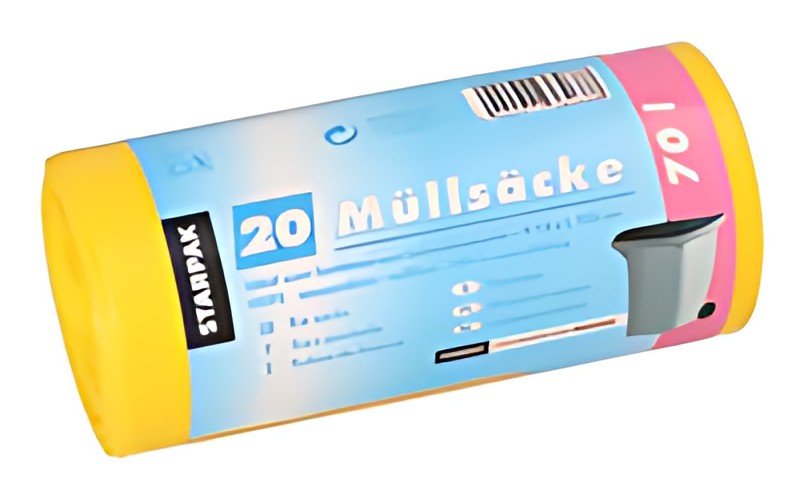 STARPAK Sac poubelle HDPE, 70 litres, jaune