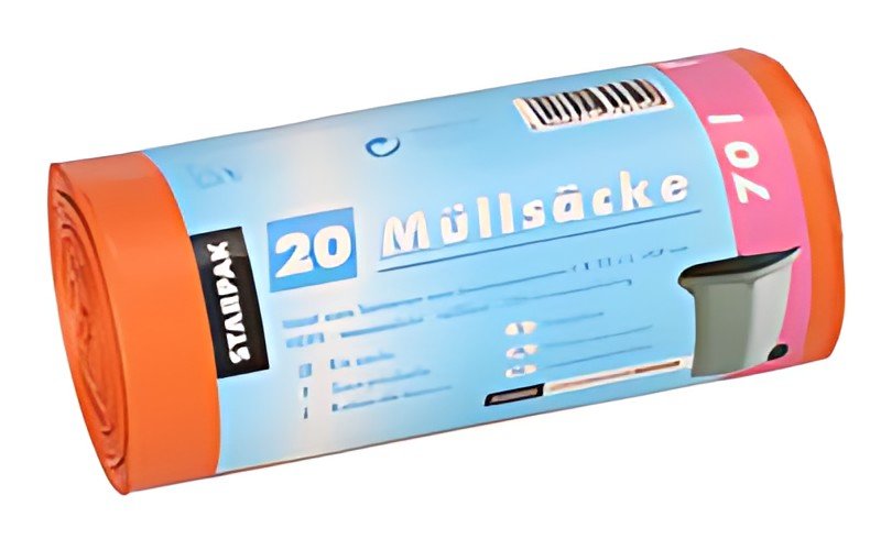 STARPAK Sac poubelle HDPE, 70 litres, orange