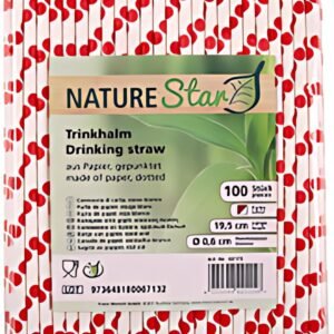 NATURE Star Paille en papier, 197 mm, à pois rouge / blanc