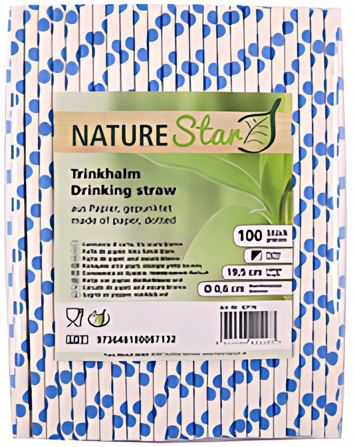 NATURE Star Paille en papier, 197 mm, bleu foncé/blanc