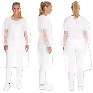HYGOSTAR Blouse PP avec élastique aux manches, L, blanc