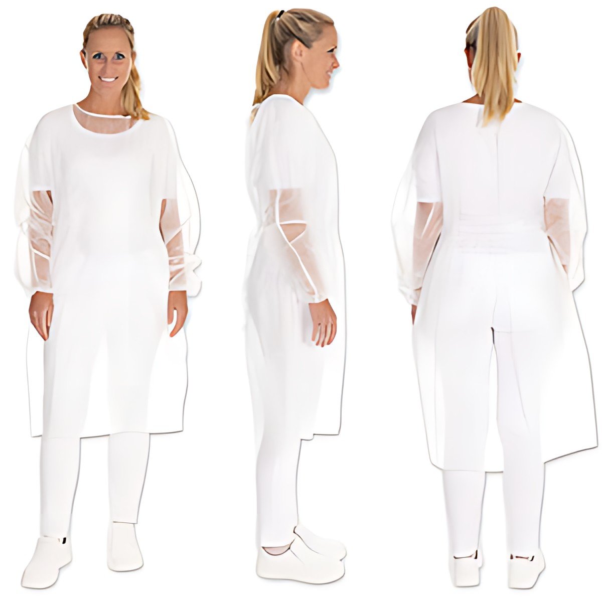 HYGOSTAR Blouse PP avec élastique aux manches, L, blanc