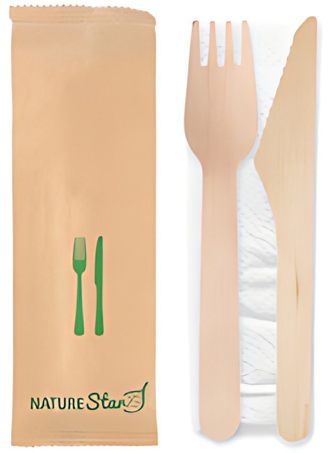NATURE Star Set de couverts "Double", en bouleau, 3 pièces